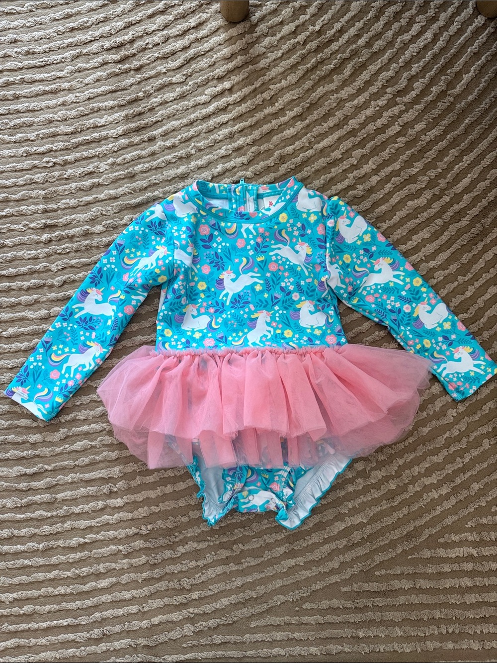 Rugged Butts Long-Sleeve Unicorn Tutu One-Piece Swimsuit